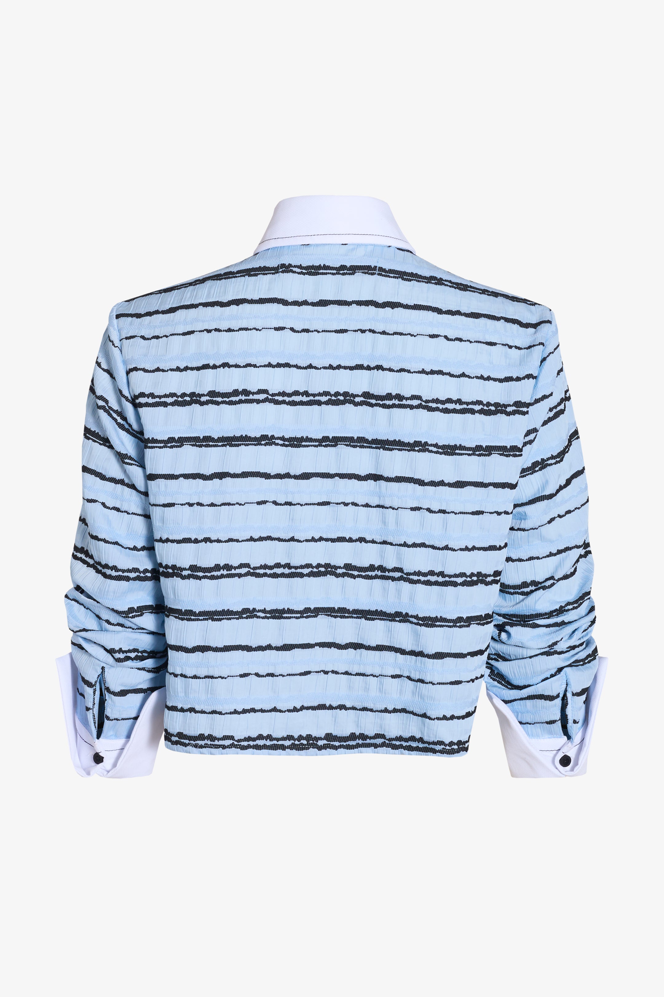 Blusa Harvey + corbata celeste corrugada